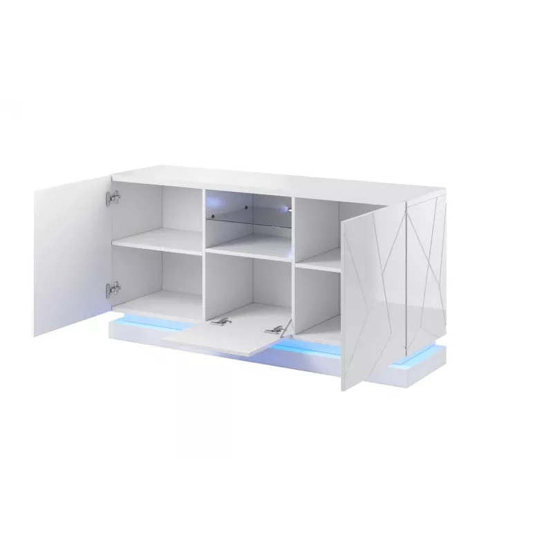 Cómoda QIU 2D1K 150x41.5x75 cm blanco brillante/blanco brillante