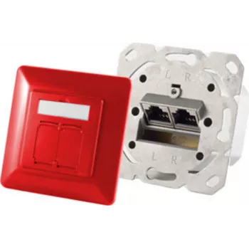 Toma de red 2x RJ-45 ShiverPeaks 74280-R Cat6a 500 MHz rojo metal mate