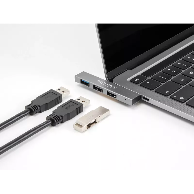 Hub USB DeLOCK 3 puertos fino USB Type-C 10 Gbps 2 x USB 2.0