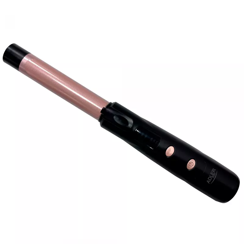 Adler AD 2120 rizador de pelo inalámbrico USB, barril con revestimiento de cerámica y turmalina, pantalla LED, mín. 170 °C, negro/oro rosa