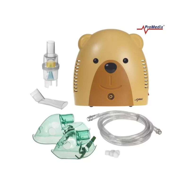Inhalador Promedix para niños, osito de peluche, set de nebulizador, mascarillas, filtros, PR-811