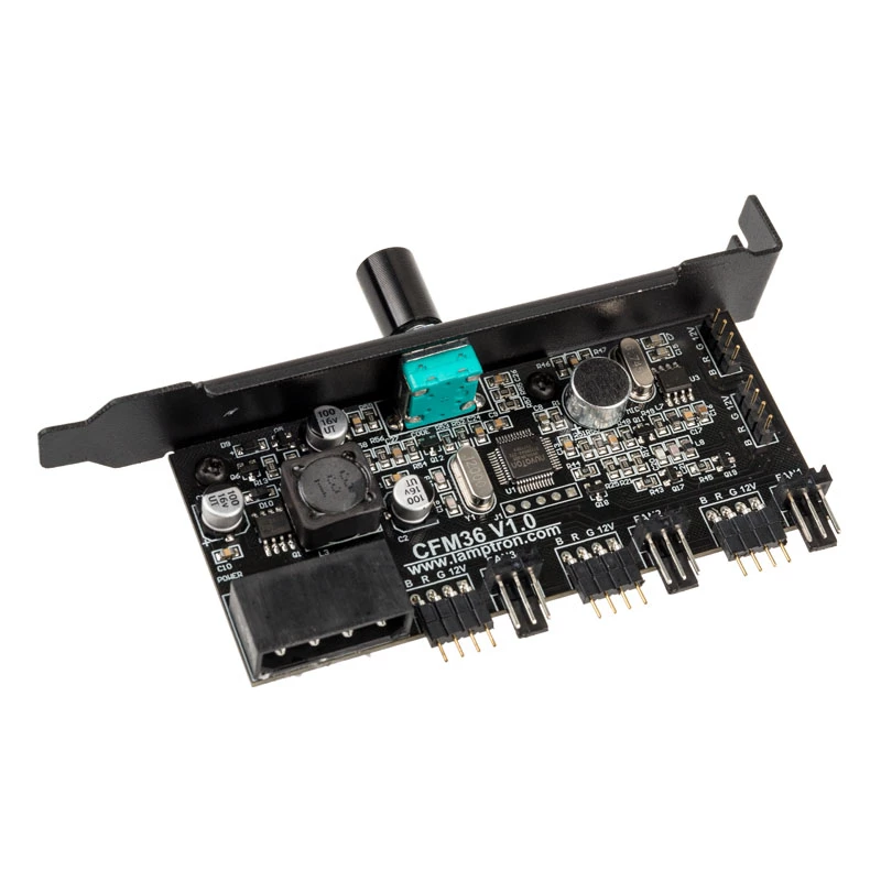 Controlador de ventilador y LED RGB Lamptron CFM36 para ranura PCI, negro