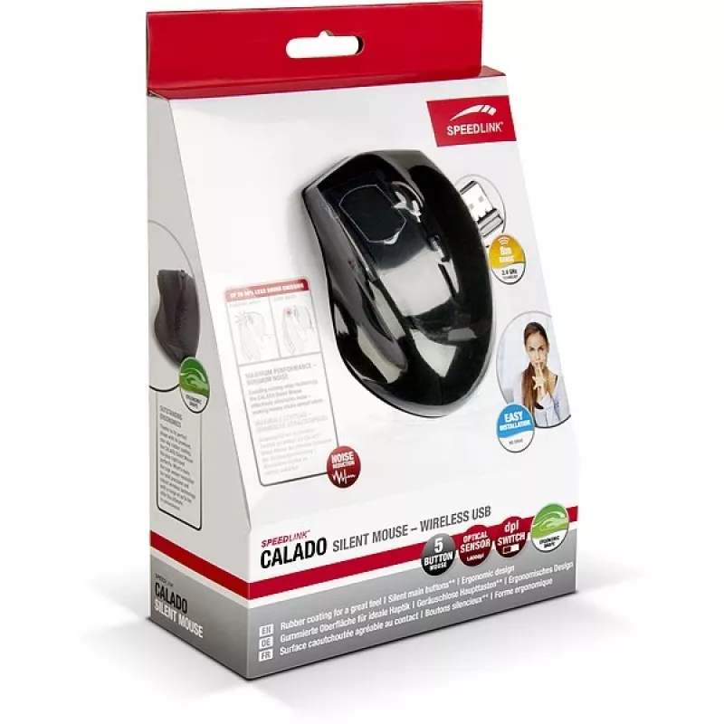 SPEEDLINK CALADO Silent SL-6343-RRBK - Ratón - Para diestros - óptico - 5 botones - inalámbrico - 2.4 GHz - receptor inalámbrico (USB)