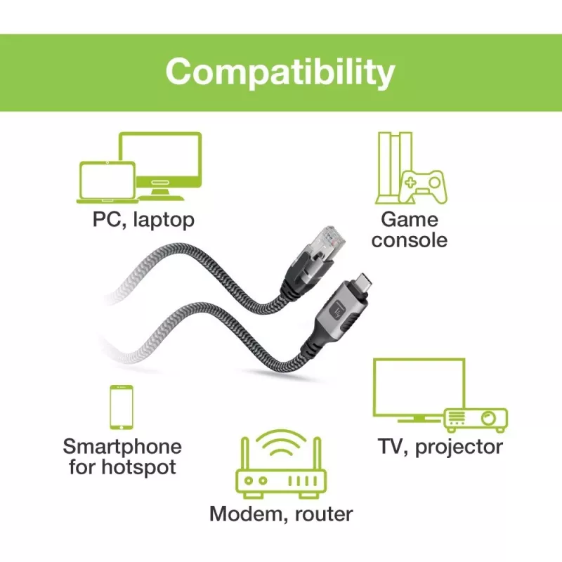 Techly ICOC U3C-RJ45-010 cable adaptador de USB-C a Gigabit Ethernet, 1 m, negro/plata