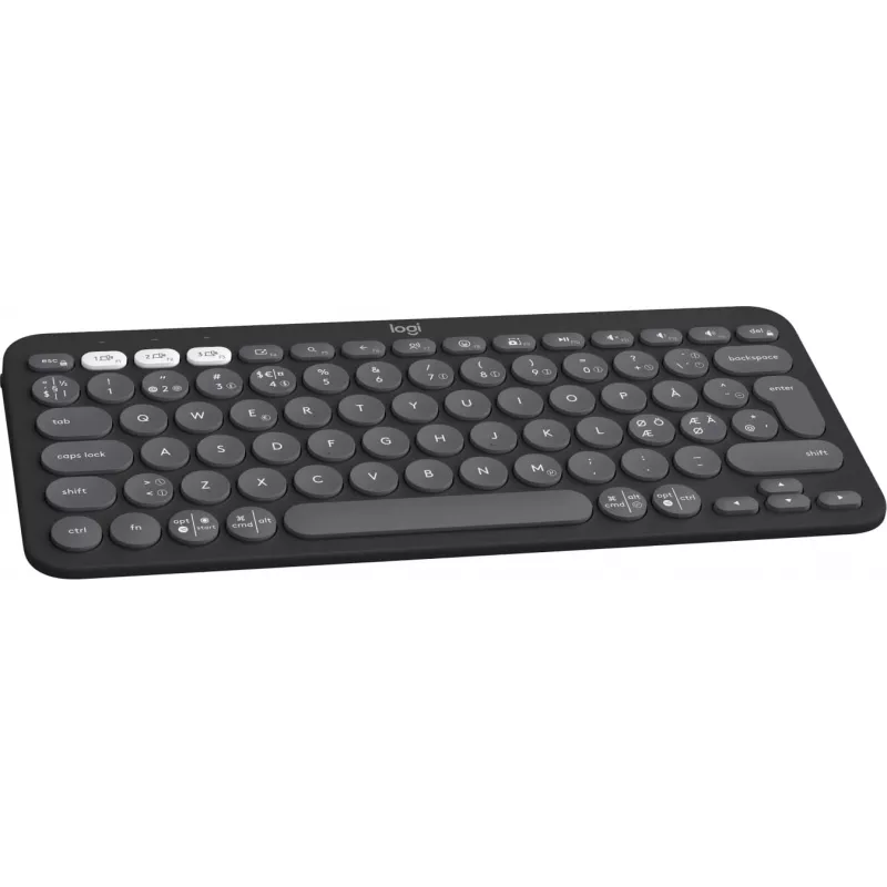 Logitech Pebble Keys 2 K380s – Teclado – inalámbrico – Bluetooth LE – QWERTY – Nórdico (danés/finés/noruego/sueco) – Tonal Graphite (920-011879)