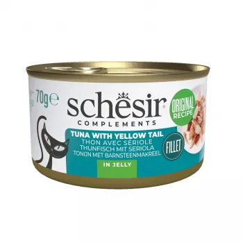 Comida húmeda para gatos Agras Pet Foods SCHESIR Complements atún con rabil en gelatina 70 g, 85 % humedad, 12,5 % proteína