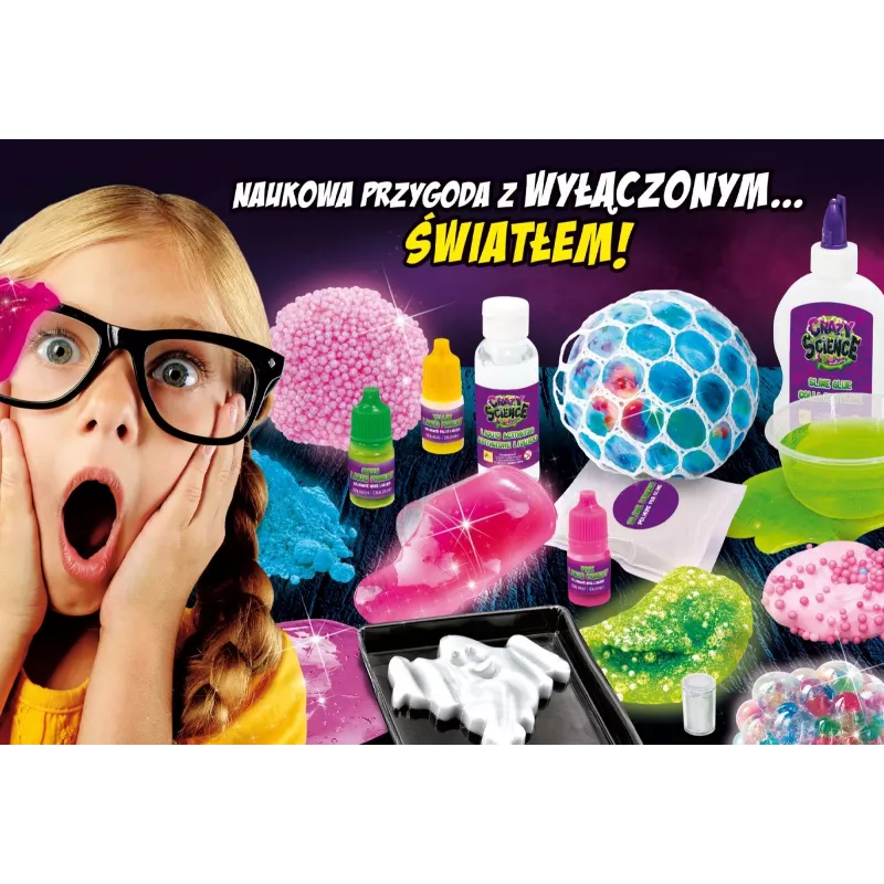 Juego de construcción científico Liscianigiochi Crazy Science Slime en la oscuridad 304-PL89239 — set de experimentos con slime que brilla en la oscuridad