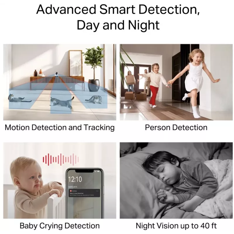 TP-LINK Mercusys MC200 Cámara de seguridad Wi-Fi doméstica con movimiento Pan/Tilt