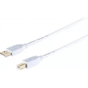 Cable USB 2.0 A–B ShiverPeaks 1,0 m, High Speed, contactos dorados, blanco