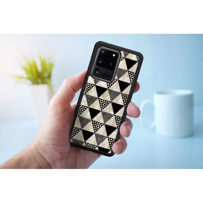 Funda protectora iKins para Samsung Galaxy S20 Ultra — estampado de pirámides, negro
