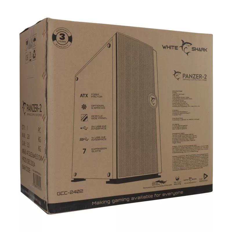Caja de PC Panzer-2 White Shark GCC-2402 ATX negra