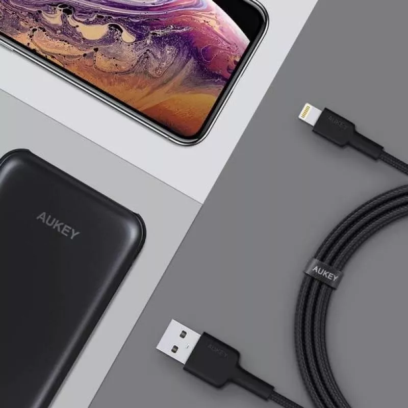 AUKEY CB-AL05 cable de nailon Lightning a USB-A MFi, 2 m, negro