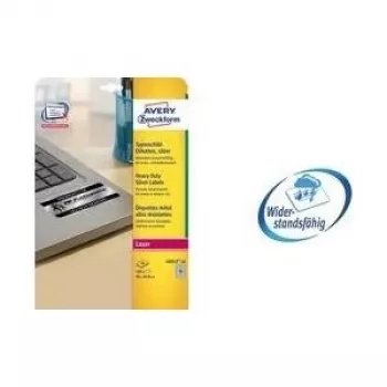 Avery Durable Heavy Duty L6009 – Poliéster – adhesivo permanente – Plata – 45,7 x 21,2 mm 4800 etiquetas (100 hojas x 48) etiquetas (L6009-100)