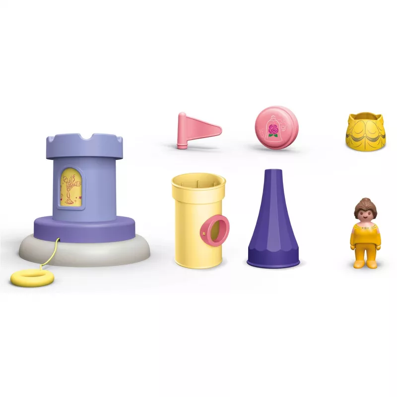 PLAYMOBIL JUNIOR y Disney: torre de juego de Bella con sonido | set de juego para niños pequeños de 1 a 3 años