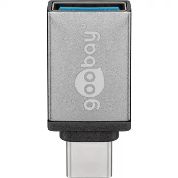 Wentronic Goobay Adaptador USB-C™ - conector hembra USB 3.0 A, gris - para conectar dispositivos USB-C™ y USB-A (56621)
