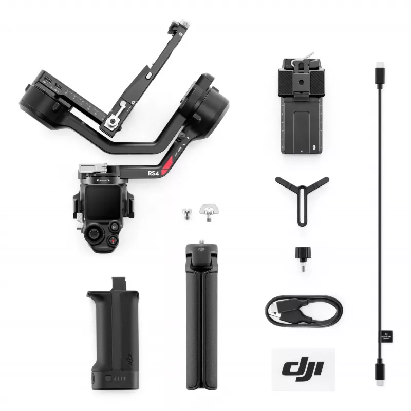 Estabilizador de cámara de mano DJI RS4, carcasa de aluminio, batería de 12 h, 1,066 kg, negro