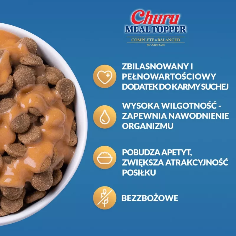 INABA Churu Meal Topper Atún con vieira – Bolsita de comida húmeda para gatos, 4 x 14 g