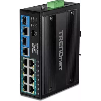 TRENDnet TI-BG104 - Switch - industrial - no gestionado - 4 x 10/100/1000 (PoE++) + 4 x 10/100/1000 (PoE+) + 2 x combo Gigabit SFP/RJ-45 - montaje en carril DIN, montaje en pared - P