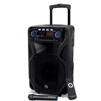 Altavoz de karaoke portátil MANTA SPK5021PRO 20W, altavoz de graves de 12 inch, 80W RMS, Bluetooth, autonomía de batería de hasta 5 h, SD/USB, entradas de micrófono y guitarra