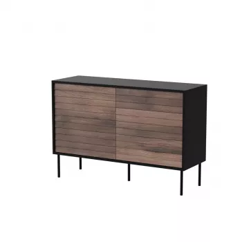 Cómoda cama meble CORTINA 1D3S 120x40x81 cm, negro/nogal, 3 cajones, aglomerado