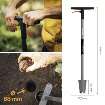 Ayuda para plantar Fiskars ERGO ayuda para plantar de mango largo – mango largo ergonómico, modelo 1057078