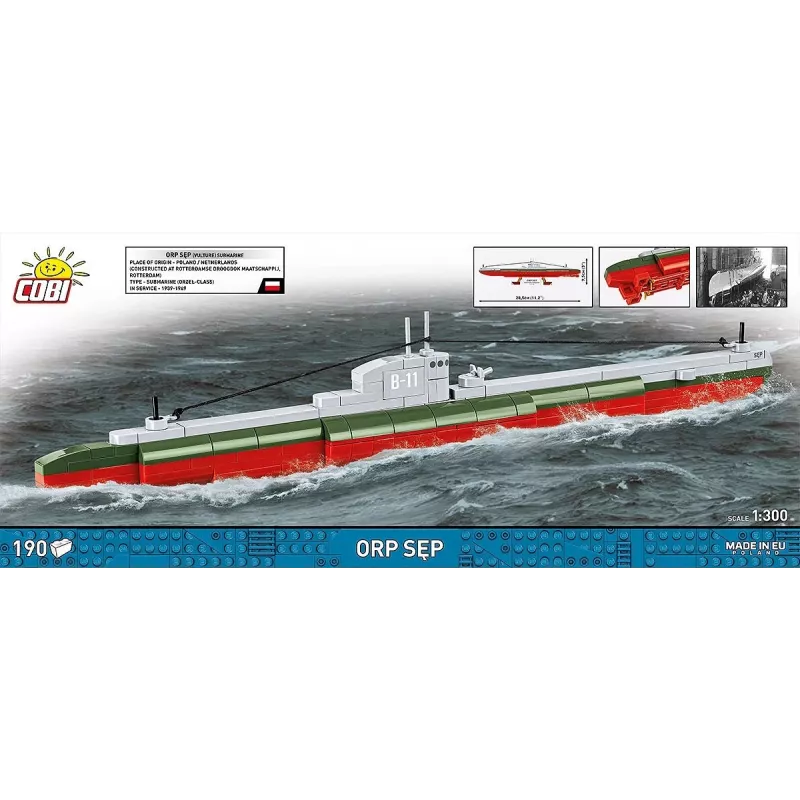 Maqueta de plástico Cobi submarino polaco ORP Sęp escala 1:300 (COBI-4856)