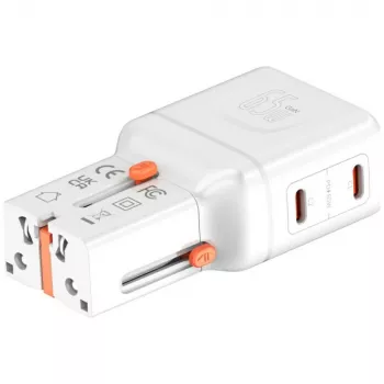 Cargador de viaje World 65W USB-C + USB-A blanco