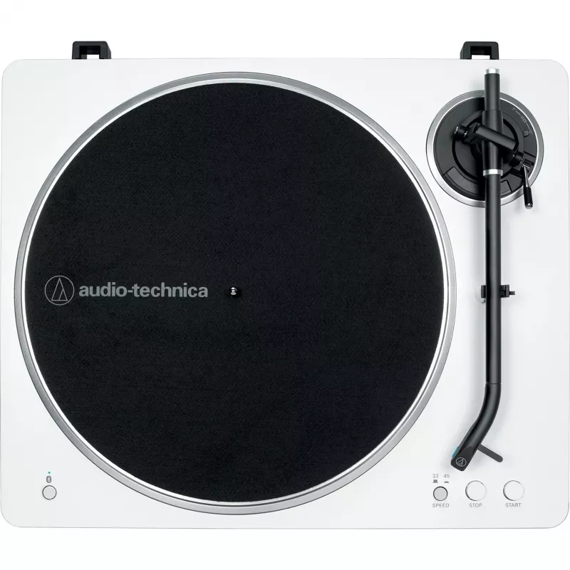 Tocadiscos de accionamiento por correa Audio-Technica AT-LP70XBT plata blanco totalmente automático