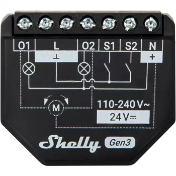 Shelly 2PM Gen3 Smart Switch 2P Negro