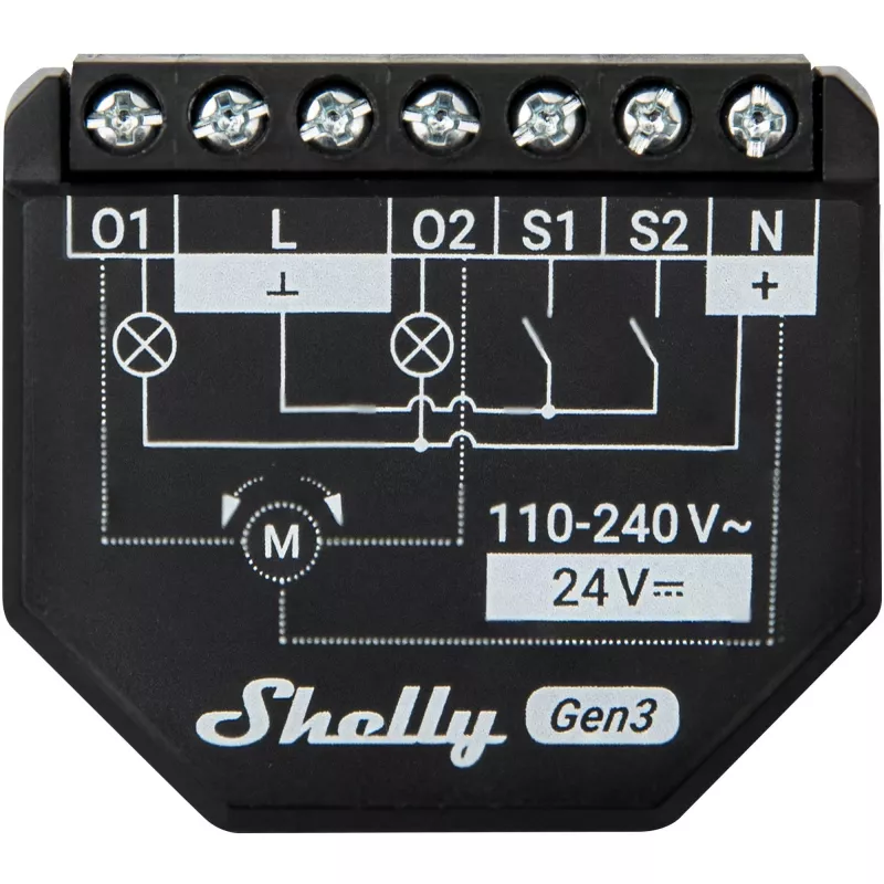 Shelly 2PM Gen3 Smart Switch 2P Negro
