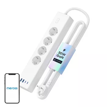 Regleta Meross MSP844 — 4 tomas AC, 2 USB-A, 2 USB-C