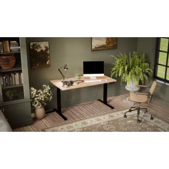 Escritorio con regulación eléctrica de altura MOON LONG 150x80x72-120 negro/roble Wotan
