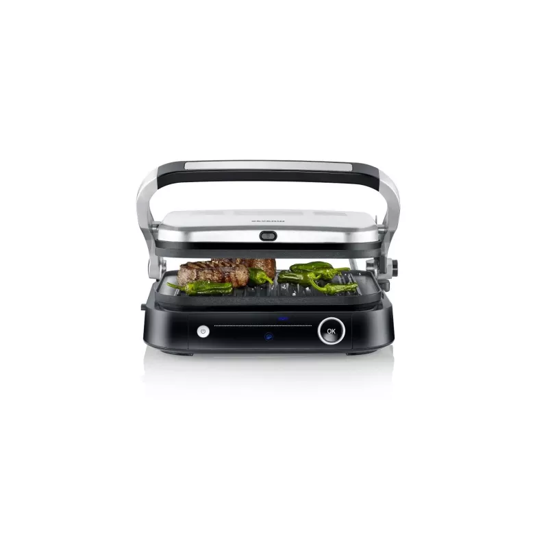 Parrilla de contacto SEVINI Pro, KG 2395 (plateado/negro, 1.800 vatios)
