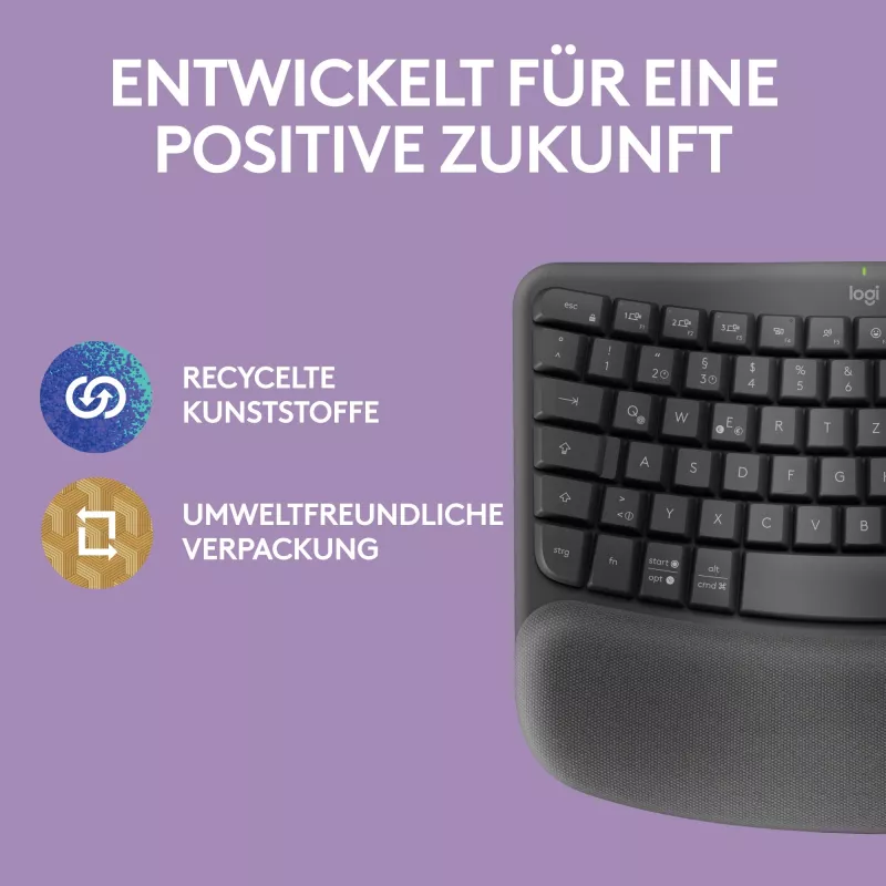 Logitech Wave Keys Teclado Oficina RF Wireless + Bluetooth QWERTZ Grafito