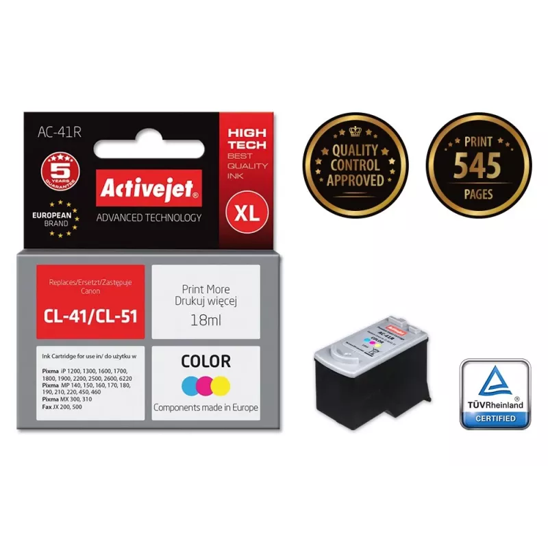 Activejet AC-41R Cartucho de tinta (sustituto de Canon CL-41; Premium; 18 ml; color)