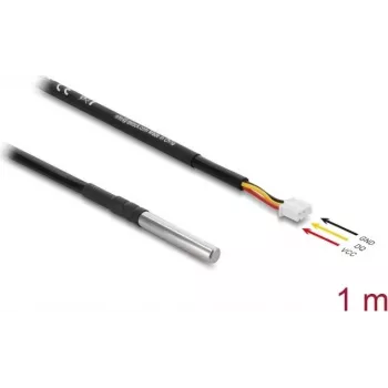 Delock cable de sensor de temperatura DS18B20, conector pin header hembra de 3 pines, 1 m, negro