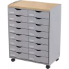 Carro de almacenamiento Paperflow DT162N.02.23, 16 cajones, 55,2×74,5×35 cm, gris