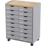 Carro de almacenamiento Paperflow DT162N.02.23, 16 cajones, 55,2×74,5×35 cm, gris