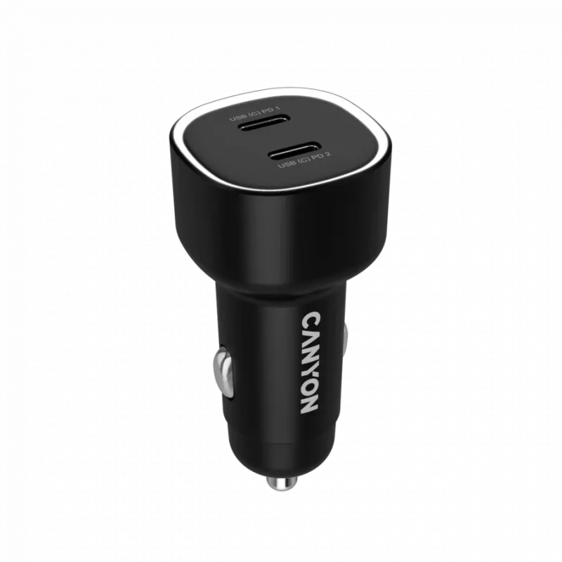 Cargador de coche CANYON OnDrive 60 PD 60W 2xUSB-C — 60W de potencia, 2 puertos USB-C, negro