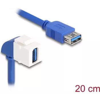 Módulo Keystone DeLOCK cable USB 5 Gbps Type-A conector hembra a conector hembra 90° acodado 20 cm azul