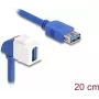 Módulo Keystone DeLOCK cable USB 5 Gbps Type-A conector hembra a conector hembra 90° acodado 20 cm azul