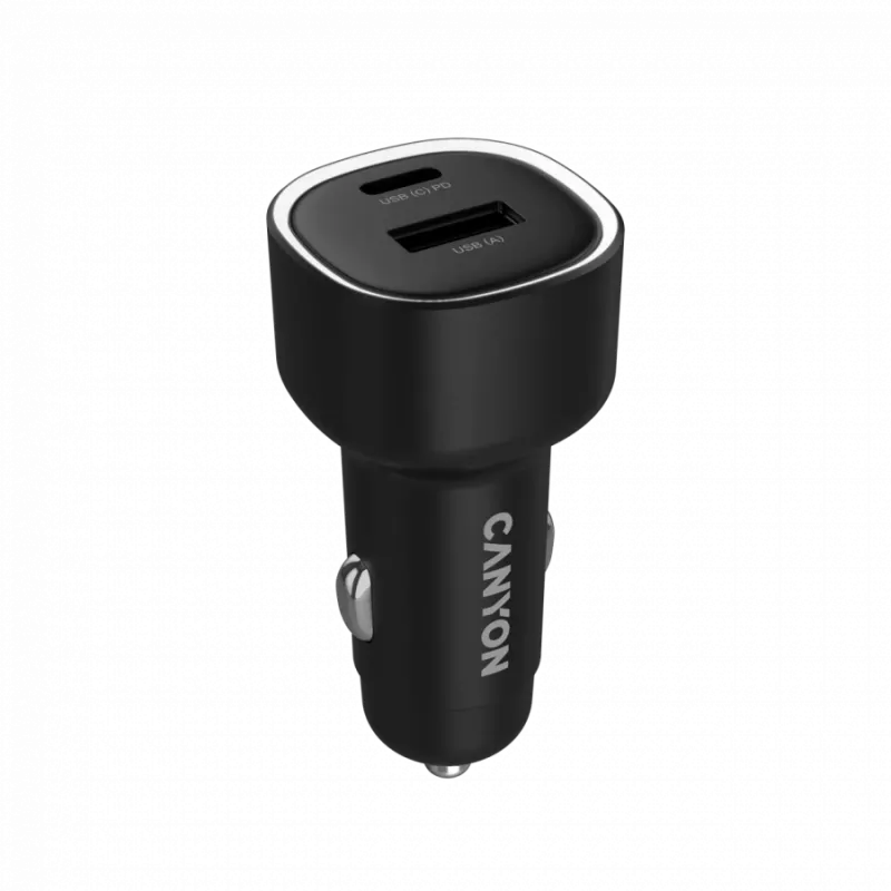 CANYON Cargador para coche OnDrive 48 PD 48W USB-A+USB-C Negro