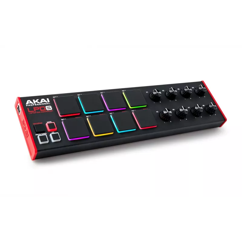 Teclado MIDI Akai LPD8 MKII 8 teclas USB negro, rojo