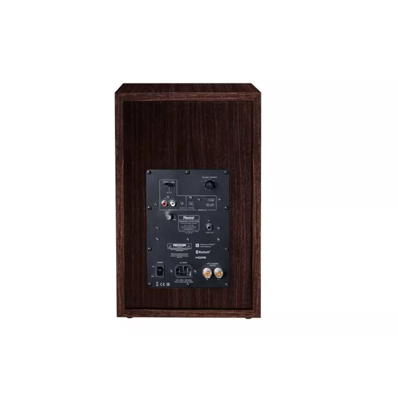 Altavoz de suelo Magnat TRANSPULS 800A 2 vías con cable e inalámbrico 2×60 W, Bluetooth 5.0, HDMI, negro/marrón
