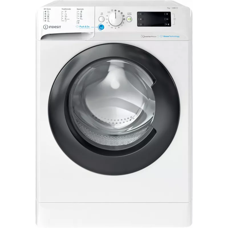 INDESIT | Lavadora | BWSE 71295X WBV EU | Clase de eficiencia energética B | Carga frontal | Capacidad de lavado 7 kg | 1200 rpm | Fondo 43,5 cm | Ancho 59,5 cm | Pantalla | Gran esfera