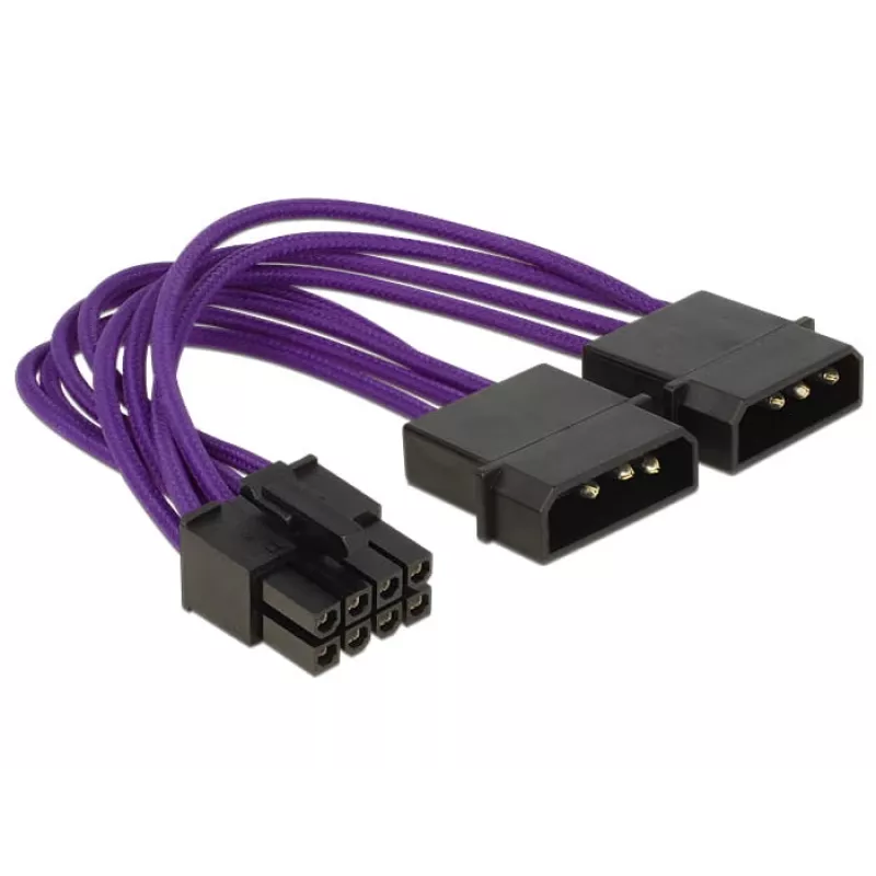 DeLOCK - Fuente de alimentación - alimentación interna, 4 polos (M) - cable de alimentación de 8 polos (EPS12V) (H) - 15 cm - violeta (83703)