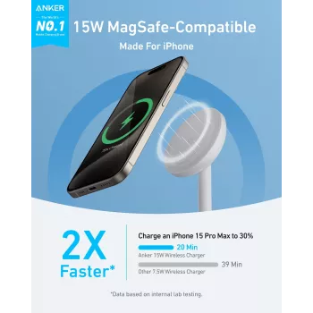 Anker MagGo Headphones blanco USB inalámbrico carga rápida interior
