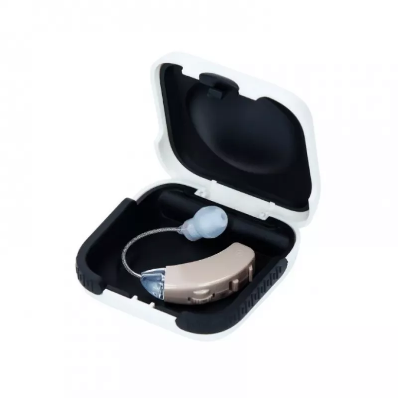 Amplificador de sonido in-ear Haxe JH-125, recargable, beige, 4 niveles de volumen, ganancia 45 dB