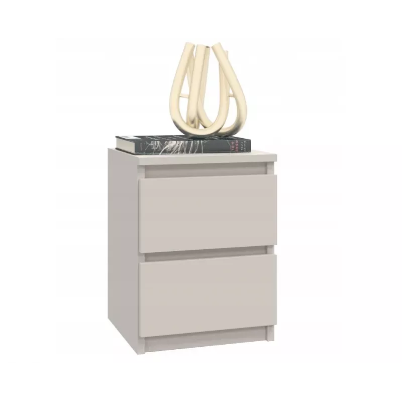 Mesita de noche top e shop MALWA M2 KASZMIR — 2 cajones, tablero de partículas, cashmere, 300×300×400 mm