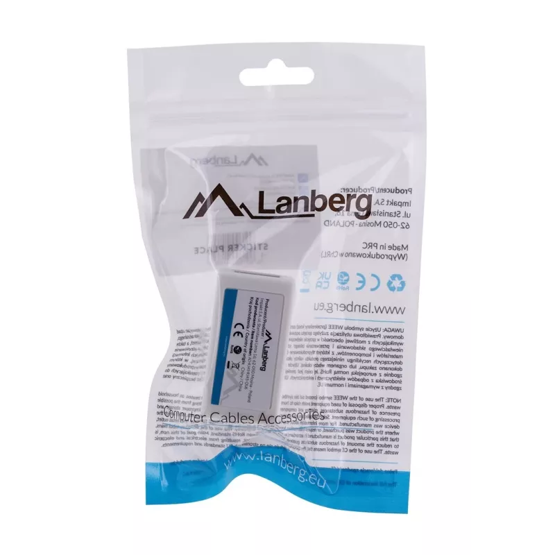 Lanberg AD-RJ45-RJ45-OU6 acoplador RJ45 Cat.6 UTP, blanco
